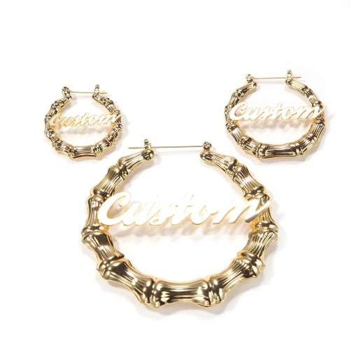 Bamboo name earrings